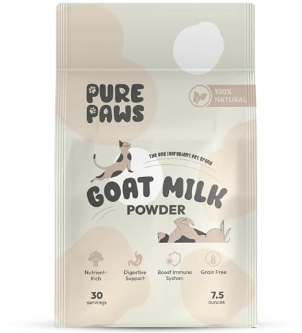 Goat Milk Powder for Dogs & Cats – Probiotics for Puppies & Kittens, High Protein Powdered Milk Supplement – Puppy Food Milk Replacement, Dog Food Topper for Digestion, Skin & Coat Support (7.5 oz)
