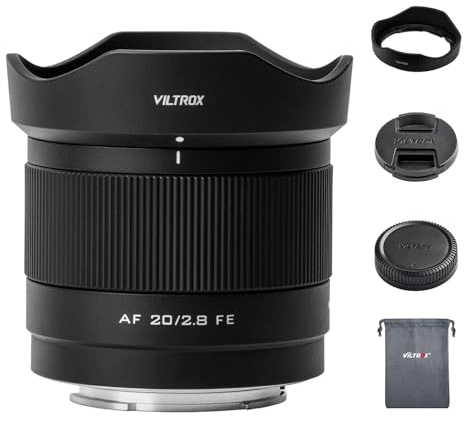 VILTROX 20mm f2.8 FE, 20mm f/2.8 e-Mount Vollformat AF Ultraweitwinkel Autofokus Objektiv für Sony e Mount, Prime Weitwinkelobjektiv a7cr a7cii a7c a6700 zv-e100 a6600 a6400 a7iv a7iii
