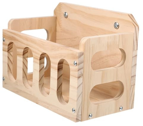 Angoily Wood Feeder Wooden Rack for Hamster and Bunny Hollow Design Minimizes Waste Safe and Smooth Finish Hay Dispenser for Animals