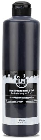 LM-Kreativ Peinture pour Baignoire 3 en 1 2K 500 ml - Noir - Pour Carrelage, Salle de Bain, Baignoires, Receveurs de Douche et Lavabos - Haut Pouvoir Couvrant