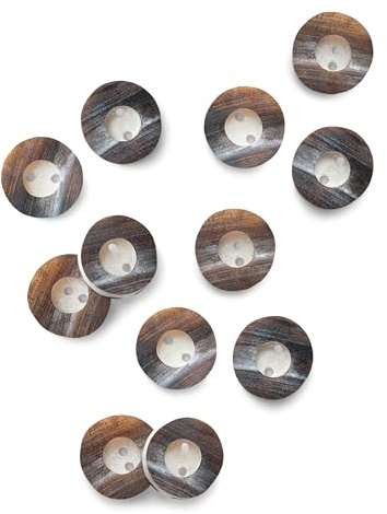 Schöneberger Trachten Couture Botones originales de cuerno para pantalones de piel, 2 agujeros, 4 x 8 x 12 x colores y diámetro (marrón antiguo, 22 mm/12 botones)