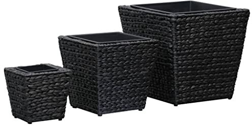 UJCHVHN Lot de 3 lits surélevés en jacinthe d'eau Noir