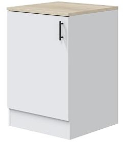 Mobelcenter, Mueble Bajo de Cocina de 60, Módulo 1 Puerta Reversible 1 Estante Regulable, Color Blanco Brillo y Roble Canadian, Medidas: Ancho: 60 cm x Fondo: 60 cm x Alto: 90 cm (1539)