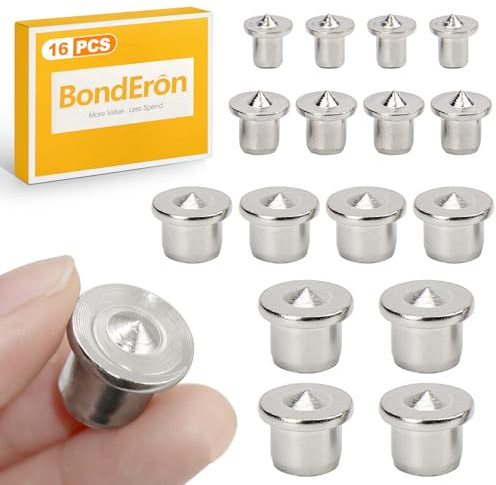 BondEron 16 Stück Dübelspitzen Set 6/8/10/12mm, Edelstahl Verchromt Zentrierspitzen Dübelmarkierer für Präzise Dübelverbindungen Möbelbau DIY