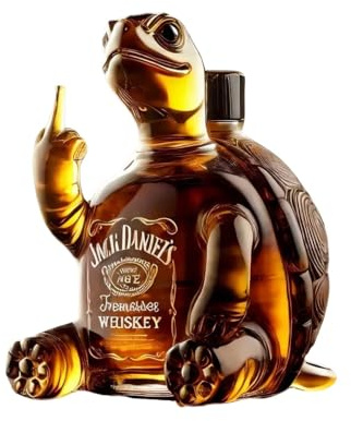 Art Statue, Diaosi Turtle Whiskey Decanter Hand Blown Lead-Free Decanter, Animal Glass Sealed Jar, Bottle Decoration Personalized Gift for Men, Dad, Husband, Fun Bar Deco