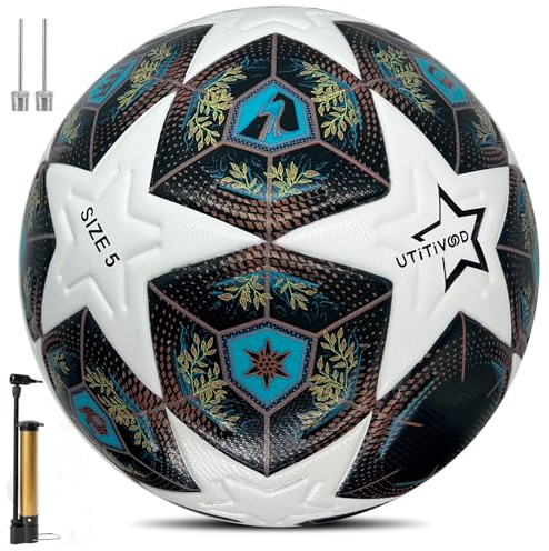 UTiTiVOOD Fussball grösse 5 fußball Geschenke für Jungs.fussbälle Fans lederfussball Liebhaber Ausgestattet mit Pumpe