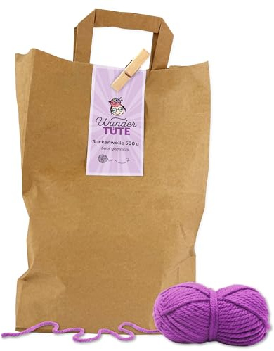 Frida's Wollhaus Sacchetto di lana per calze, 500 g, confezione mista, a sorpresa, filato a maglia, uncinetto