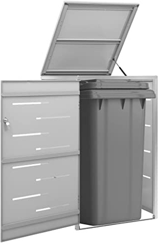 Générique Abri pour Poubelle 69x77,5x112,5 cm INOX,Maison & Jardin,Produits ménagers,Accessoires pour conteneurs à déchets,Cache-conteneurs à déchets,Gris,22 KG,149558
