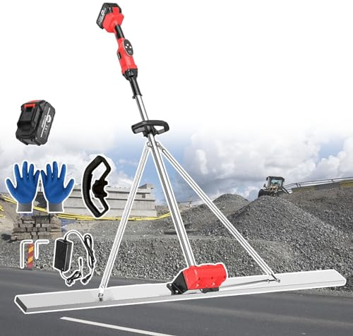 smafoseedding Utensile Elettrico per La Finitura del Calcestruzzo, Kit Vibrante per Massetto in Calcestruzzo, Lama Lunga 150 Cm, Larghezza 8 Cm, per Lavoratori Edili Stradali, Risparmia Tempo 1BAT