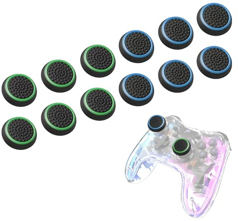 KIRVOS 12pcs Joystick di Ricambio in Silicone,Cappucci per Joystick Grip,Resistente All'usura, Antiscivolo,Compatibile con ps5/ps4/ps3/ps2/xbox 360/one/switch pro