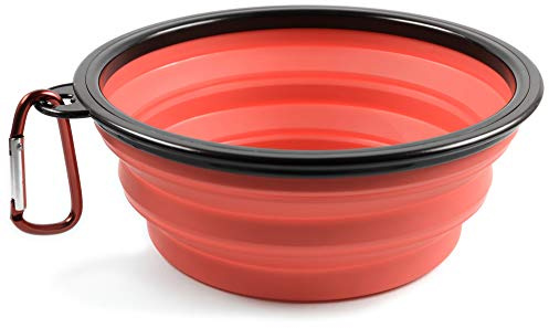 PhoneNatic Ciotola pieghevole per cani in silicone rosso, ciotola da viaggio per cani e gatti con moschettone, XL, rosso, 1000 ml, 60014340
