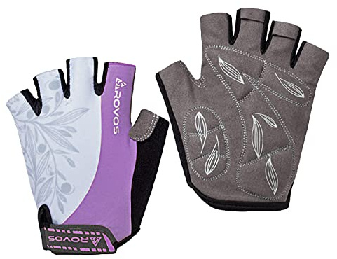ROVOS Cycling Gloves - Mountain Bike & Biking Gloves for Men/Women with 5MM Shock Absorbing Pads, Half Finger Sports Bicycle Gloves for Workout, Motorcycle, Gym & Outdoor Training