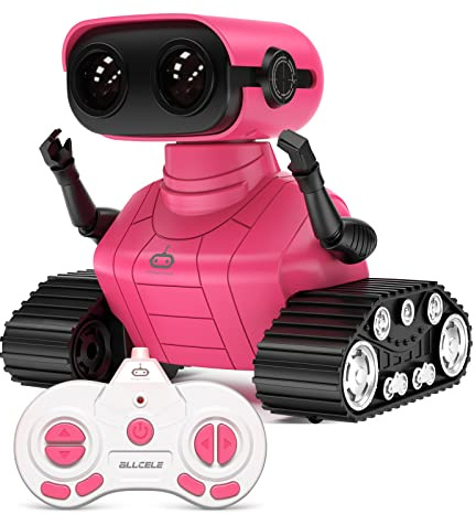 ALLCELE Kids Robot Toys for Girls Boys, Remote Control Robotic Toy with LED Eyes Dance and Sounds, Gifts for 6+ Year Old (Pink)…