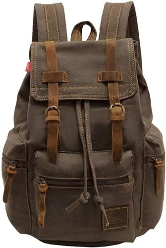 School Backpack,Casual Leather Backpack,Vintage Canvas Rucksack,Laptop Backpack,Travel Outdoor Shouder Bag,Travel Hiking Casual Daypack for Men Women(Brown)