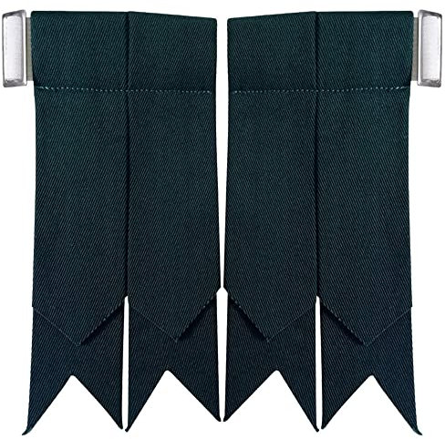 Imperial Kilt Products - Schottische Kilt-Blitze für Herren mit Schnallenversteller, einfarbig & Schottenkaro, schwarz, Uhr, Kilt-Schlauchsocke, Strumpfbänder, flaschengrün, M/L