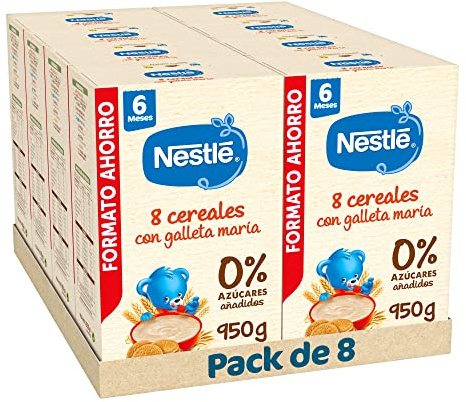Nestle Papilla 8 Cereales con Galleta, 8 Paquetes de 950g (Total 7.6Kg)