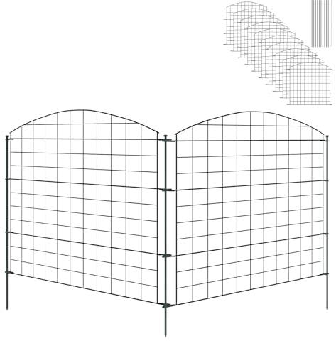 Froadp Clôture d'étang - 22 pièces - En métal - Clôture de jardin - Clôture de jardin à emboîter - 10 éléments de clôture et 12 barres de fixation - Résistance aux UV - Enclos pour chiens (arc