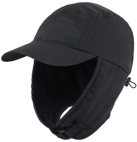 Decentron Kids Winter Hat Boys Earflap Beanie Fleece Stocking Cap Warm Trapper Hat Water Resistant Black