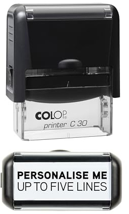 Personalised Custom Made Self-Inking Business Company Address Rubber Ink Stamp - 48mm x 18mm (5 Lines)
