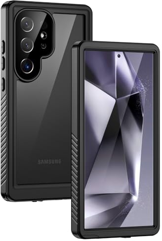 Lanhiem für Samsung Galaxy S24 Ultra Hülle, IP68 Wasserdicht Handyhülle Samsung S24 Ultra 5G 360 Grad Schutzhülle Stoßfest Staubdicht Sturzfest Outdoor mit Eingebautem Displayschutz, Schwarz