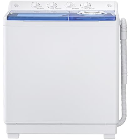 Zynkez Portable Washing Machine, 40Lbs Compact Washing machine, Twin Tub Laundry Washer Machine with Built-in Drain Pump, Semi-Automatic 24Lbs Washer and 16Lbs Spinner Combo for Apartments, Dorms, RVs