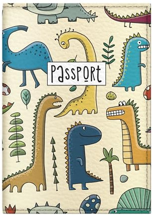 Quttie Reisepasshülle für Kinder, Damen und Herren, süße passhülle, reisepass (Dinosaur Pattern)