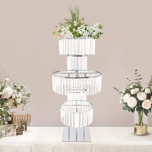 Lyxigt blomstativ i kristall, 5-lagers bröllop, mittstycken för bordsvaser, 110 cm, högt metallblomarrangemang, bordsblomvas för bröllop, fest, hotell, heminredning