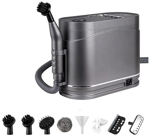 Pulitore a Vapore Alta Pressione 1500W, 1,2L, 3 Bar, Spazzole Intercambiabili per Cucina, Aria Condizionata, Cappe, 1,8m Tubo, Spazzola in Plastica e Metallo, Testa per Pulizia Finestre