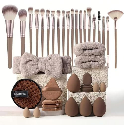 Lot de 40 pinceaux de maquillage professionnels - Mélange de fond de teint - Éponges et applicateurs de qualité supérieure (40 pièces)