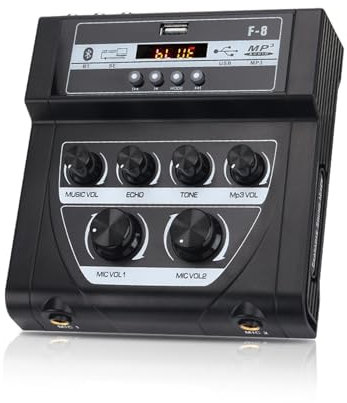 LEPREM Mini mixer outdoor mixer stereo echo dual microphone input amplifier with Bluetooth recording effect mp3