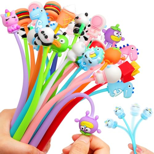 ESSALOO 30PCS Shake Stylo Gel Kawaii avec Motifs Cartoon, Goodies Anniversaire Enfant, Stylo Anti-Stress Enfants, Cadeaux Invites Anniversaire Enfant & Pochette Cadeau