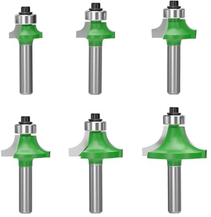APIELE 6 frese arrotondate, router a sfera in metallo duro, 8 mm, fresa a raggio per carpenteria, smussi, lavorazione del legno