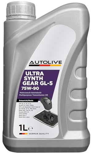 AUTOLIVE Aceite 75W90 Ultra Synth Gear API GL-4 GL-5 LS – Aceite Sintético para Transmisión Manual y Diferencial – 1L