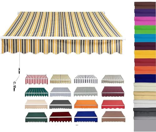 Retractable Patio Awning Fabric Replacement Waterproof Polyester Shade Cover Outdoor Sunshade Awning Cover Canopy Canvas for Yard Deck Balcony,without Frame,01,(10x8ft) 3x2.4m