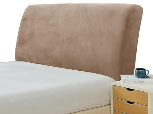 BUAOGDVG Copri Testiera letto Matrimoniale, Copertura per Testiera per Letto, Elastica Vello Protezione Testata Matrimoniale Cover Cuscino Lavabile per Decorazione Camera(Tortora,150-170cm)