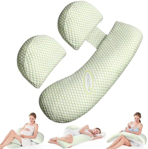 7CDXD Pregnancy Pillow for Pregnant Women, Soft Pregnancy Pillow, Support for Back, HIPS, Legs, Maternity Pillow with Removable and Adjustable Pillowcase Green
