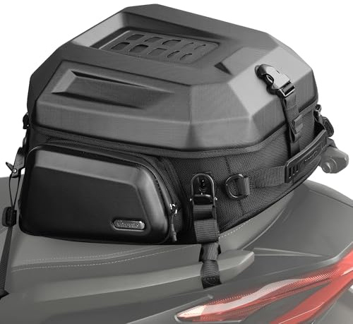 Rhinowalk motorcykel-bakväska hårt skal sadelväska – utbyggbar 23–35 l sittbankväska med vattentät innersäck, hjälmfack, ryggsäcksfunktion, ABS-toppfodral