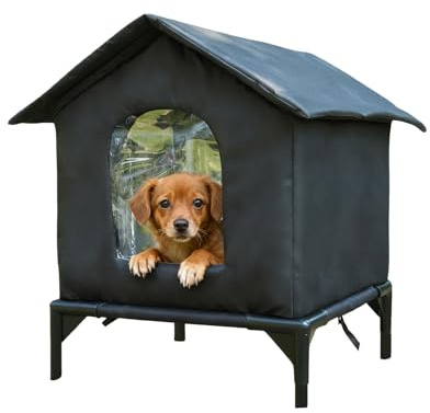 Insulated & Weatherproof Cat House, Elevated Outdoor Cat Shelter | Foldable Pet Hideaway For Garden Patio Backyard Indoor Winter Summer Pet Bunny Kitten Animal