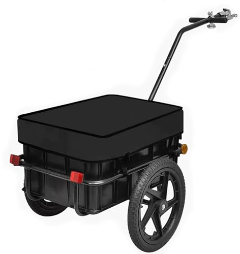 Hopfällbar Cykelkärra, Cykelkärra för Hundar och Handvagn, Snabbkoppling, Reflexer, för Camping, Resor Och shopping(Black)