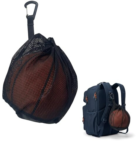 Nhgkju bollnät bollväska för 1 boll, bärbar vikbar bollväska med dragsko och karbinhake | Nätpåse för basket, fotboll, tennis, volleyboll | sporttillbehör för barn och vuxna