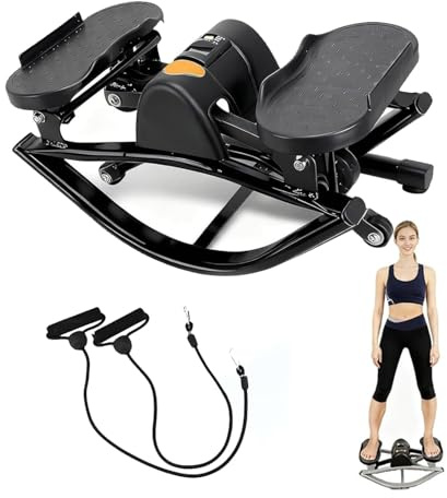 Rock Stepper Lateral Dondolo Fitness Stepper A Forma di U Attrezzatura Fitness Equipaggiato Con Display Digitale/Fascia di Resistenza Leggero e Portatile Adatto per Casa Appartamento Nero