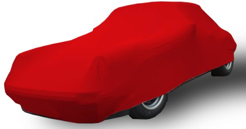 Car-e-Cover© Auto Abdeckplane – Indoor Autoplane Perfect Stretch – 180 g/m² elastisches Jersey – Atmungsaktiv – Konturgenau – Staubschutz – Für Garage & Halle - (Rot, XL)
