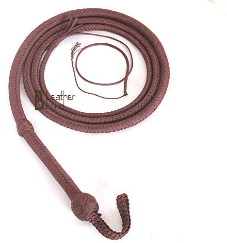 Light Weight, Flexible 8, 10, 12 Feet Long 12 Strands Brown Bullwhip para Cord Nylon Bull Whip for Sound Practice, Horse Handling & Costume Use (12)