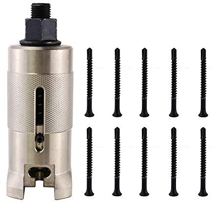 Lock Euro Cylinder Puller with 10pcs/Bag Screws,Nail Puller Lock Pick Tool,Stainless Stell Power Puller Professional Locksmith Door Cylinder Puller (with 5.5mm Screws)