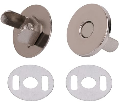 Trimming Shop Lot de 20 boutons-pression magnétiques fins de 14 mm avec 2 rondelles arrière – Fermoirs métalliques antirouille pour loisirs créatifs, vêtements, sacs en cuir, sacs à main et