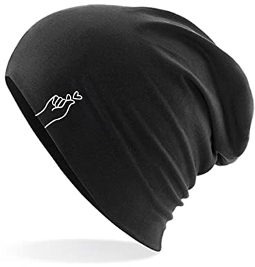 Huuraa Beanie K-Pop Fingerherz Zeichen Geschenk Black K-Pop Fingerherz Präsent