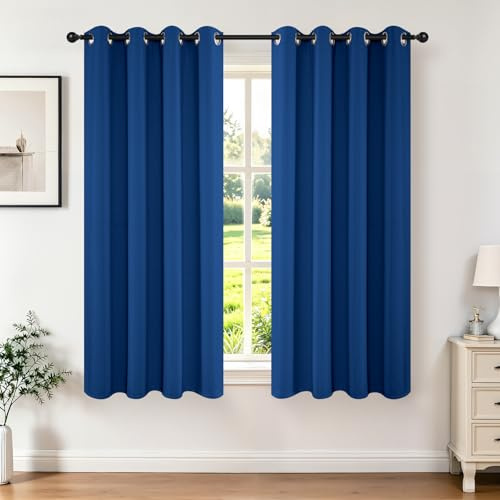 Joydeco Blackout Curtains 72 inches Long 2 Panels Set, Thermal Insulated Long Curtains & Drapes 2 Burg, Room Darkening Grommet Drapes for Bedroom Living Room Windows (W42 x L72 Inch, Royal Blue)
