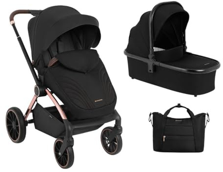 Kikkaboo Poussette Kara 2 en 1 Baignoire bébé siège sport sac langer suspensions, coloris:noires