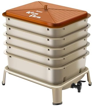 Blütezeit Contenedor de compostaje de gusanos de 5 bandejas, compostador de lombrices para exteriores e interiores de 53 cuartos con kits de inicio de granja de gusanos para el hogar y la cocina,