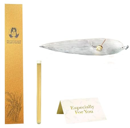LSBDJDL Leaf Incense Burner Incense Stick Holder Cigarette ash Trap Incense Burner Faith Gift Box for Meditation Yoga (with Snail Incense Lighter) (C)